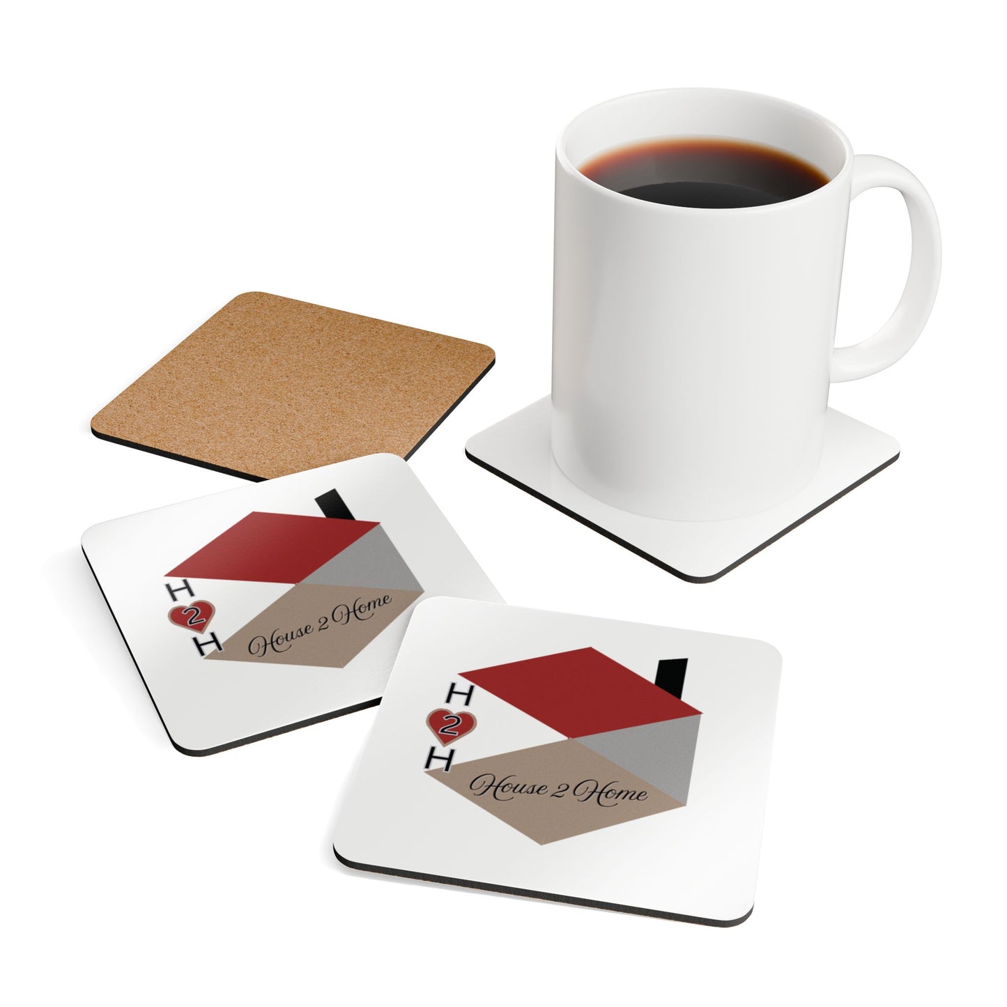 House2Home Branded Corkwood Coaster Set